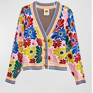 FARM RIO Daisies Short Floral Cardigan